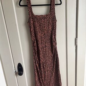 Old Navy Brown Polka Dot Midi Dress